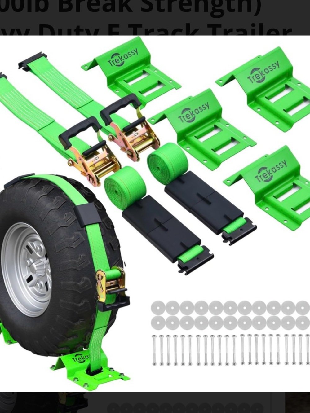 Trekassy Wheel Chock Tie-Down Kit with Rubber Blocks, (4,500lb Break Strength)